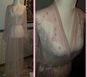 Victoria Secret Shell Pink Embellished Robe Duster